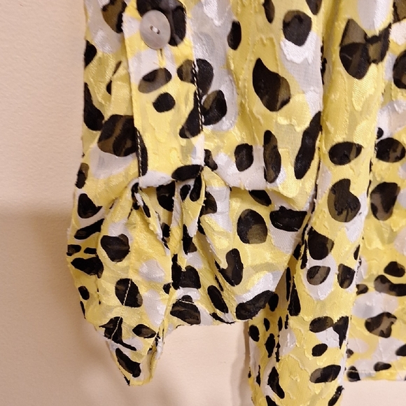 Ruby Rd. Yellow and Black Patterned Button Down Shirt - Picture 5 of 6